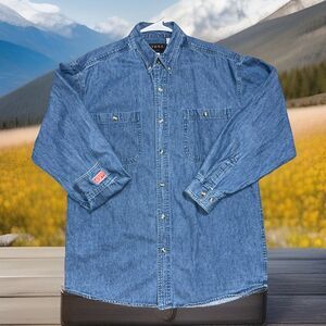 Wood Group Texx Canada Denim Button Up‎ Shirt Men’s Sz M  WP Logo